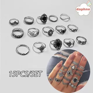 DAPHNE 15PCS/SET Fashion Rings Set Women Hand Accessories Midi Finger Jewelry New Star Vintage Silver Boho Moon