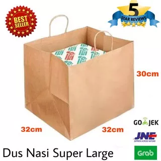 PAPERBAG COKLAT DUS NASI BESAR / TAS KERTAS COKLAT DUS NASI / PAPERBAG COKLAT BENTO BOX