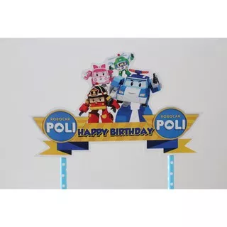 cake topper robocar poli / tusukan kue robocar poli / hiasan kue robocar poli