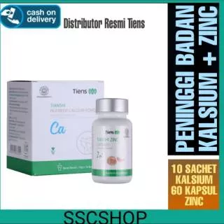 Paket Peninggi Badan TIENS / Ori / Herbal SSCSHOP / Kalsium 1 Box & Zinc 60 Kapsul (paket 10 hari)