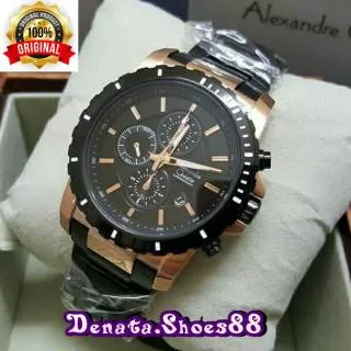 Jam Tangan Pria Alexandre Christie Ori AC 6141 Black Gold Jam Tangan Cowok Alexander Christi Cowok