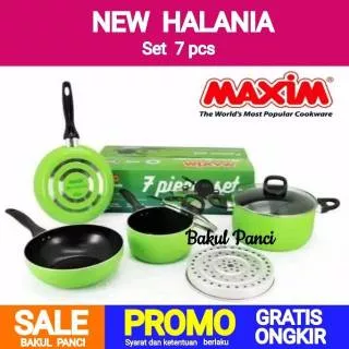 MAXIM HALANIA Set 7 pcs WAJAN PENGGORENGAN WOK FRY PAN TEFLON PANCI STEAMER SAUCEPAN DUTCH OVEN