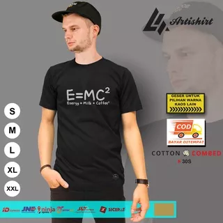 Kaos E = MC2 ENERGY MILK + COFFEE Kaos Pecinta Kopi Kaos Penikmat Kopi Kaos Baju Distro Artishirt