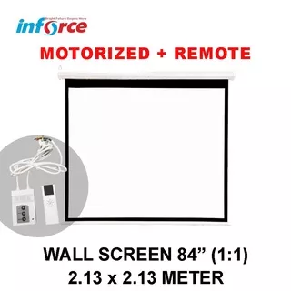 Wall Screen Projector Motorized + Remote 84 1:1 / Layar Inforce