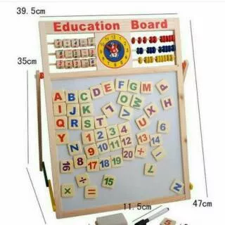 [FISHER] Mainan papan tulis 2 sisi/ table learning board/ edukasi / edukatif whiteboard blackboard