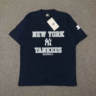 KAOS TSHIRT STARTER NEW YORK YANKEES LOGO ARCH BIRU TUA PREMIUM AUTHENTIC BESTSELLER