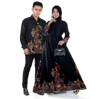 Couple Gamis Kemeja Batik Kekinian Motif Bagus lamaran model baju batik couple kombinasi terbaru