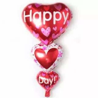Balon Foil Love Cinta Tingkat 3 Susun Happy Day Jumbo Murah