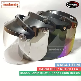 Kaca Visor Helm Model Cargloss Bogo Retro Merk Injak Flat Datar Bening Hitam Silver Pelangi