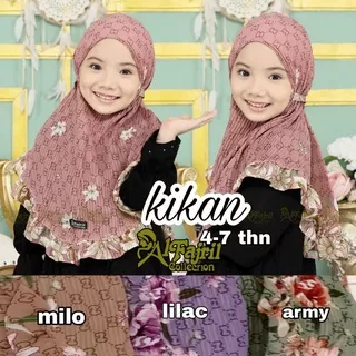 jilbab KIKAN jilbab anak plisket/ bergo plisket motif/ bergo bunga/plisket bunga