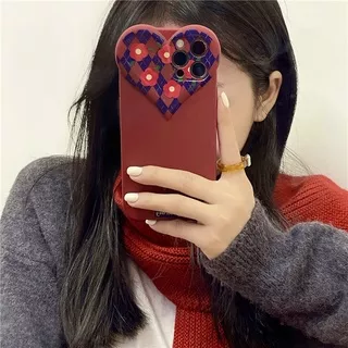 Korea Black Pink Flower Heart Red Case for Apple IPhone 13 12 11 Pro MAX XS X 7 8 Plus Phone Case
