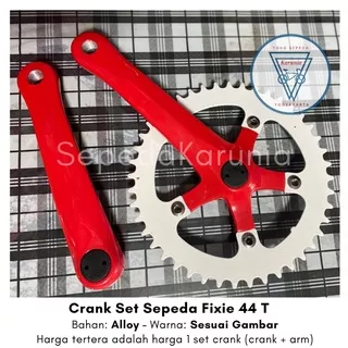 Crank Fixie 44 T / Crankset 44T Single Speed Sepeda Fixie warna Merah Putih