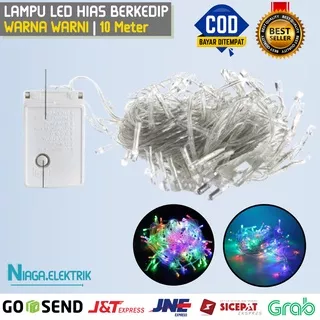 Lampu led hias tumblr / tumbler gantung berkedip cahaya warna warni kedap kedip kerlap kerlip hiasan pohon natal halaman rumah 17 agustusan cafe pernak pernik indoor outdoor gantungan kamar polaroid dekorasi dekor blink bling panjang kabel 10m meter murah