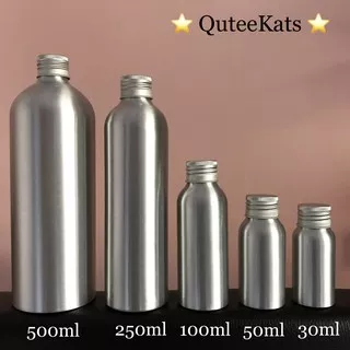 Botol Aluminium dengan Tutup Aluminium Ulir 30ml 50ml 100ml