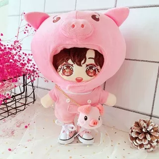Doll Dress Up Wear Pink Pig Hat Backpack 20 Cm Doll Clothes Suit