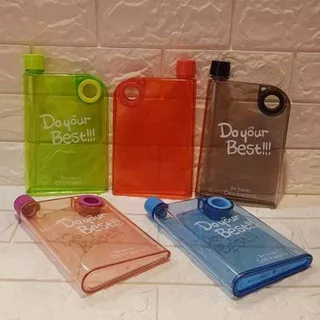 Memo bottle do your best bening / botol minum memo bottle A5 / botol gepeng