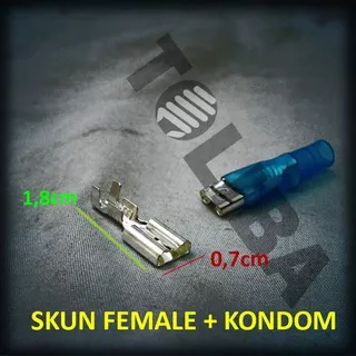 skun female cewek + kondom skun gepeng untuk conector sambungan pin saklar motor mobil