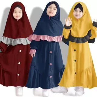 Gamis Anak - Baju Anak Perempuan - Baju Muslim Anak Perempuan - Gamis Anak Bergo - Brisa - Lexoir