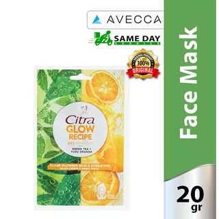 Citra Glow Recipe Juicy Sheet Mask Green Tea + Yuzu Orange 25GR / Masker Wajah / Moisturizer