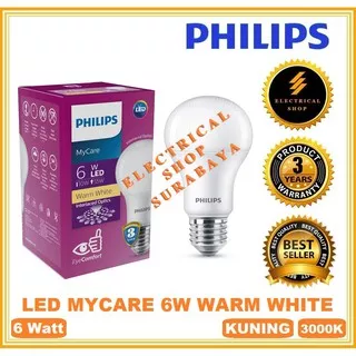 PHILIPS LAMPU LED BULB MYCARE 6W / 6 WATT KUNING PENGGANTI 6.5W (GARANSI 3 THN HARGA GROSIR) LEDBULB