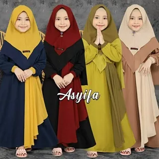 Asyifa Syar`i Kids Set Hijab  Premium 8-10 Thn Gamis Anak SD Terbaru Kekinian Trendy Terlaris Busana Muslim Ngaji Lebaran Ramadhan Chacha Murah Lebay Best Seller Diskon Promo Flash Sale COD