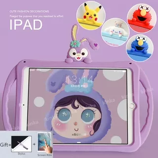 Cartoon Cute StellaLou Rabbit Pikachu Cinnamoroll drop child drop Protection ipad tablet Cover Case For ipad Air 1 2 3 4 10.9 Mini 1 2 3 4 5 ipad 5 6 7 8 10.2 iPad7th 2019 Pro9.7 2017/2018 Pro10.5 ipad 2 3 4 5 6 7 8 Pro 11 2018 2020 Silicone ipad case