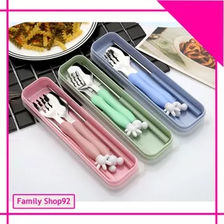 Set Sendok Anak Set Alat Makan Sendok Garpu Sumpit Sendok Stainless Sendok Bekal Kids Spoon ST68