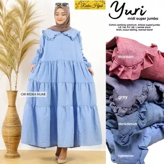 gamis jumbo ld 140 & 150 yuri zaza katun cembrey premium busui big size ori redea hijab