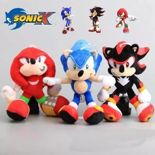 Boneka Plush Model Tikus Super Sonic Warna Hitam Biru Ukuran 30cm Untuk Hadiah Anak
