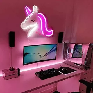 Lampu Neon Led Lampu Neon Flex Lampu Hias Neon Sign Kamar Aesthetic Bentuk Unicorn Untuk Dekorasi