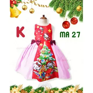 SALE MA 27-K  Dress Anak Lucu XMAS Hello Kitty