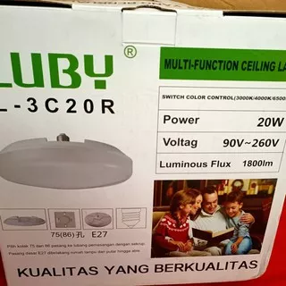 Feda / lampu atap rumah LED model bulat Ceiling Lamp Lampu LED LUBY L-3C20R 20 Watt Remote Dimmer 3 Warna