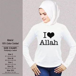 Kaos Muslim Wanita Panjang SP-WLMSAK359 I LOVE ALLAH Baju Muslimah