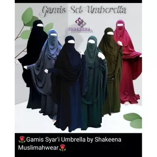 Gamis Muslim Syari Model Umbrella Set dengan Jilbab Jumbo dan cadar Tali