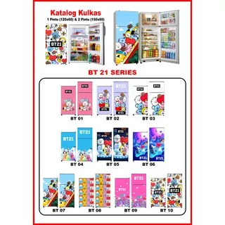 STIKER KULKAS 1 PINTU DAN 2 PINTU MOTIF BT21 LUCU / DEKORASI RUMAH / DEKORASI DAPUR / KULKAS PREMIUM