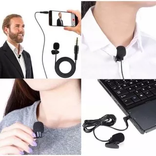 Mic Jepit 3,5Mm Microphone Clip Smartphone Laptop Tablet PC Youtube Vlog Smule Mic Penyiar Reporter