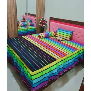 SPREI RUMBAI MOTIF RAINBOW PELANGI BAHAN KATUN HALUS UKURAN KASUR NO 1 SIZE 180X200CM