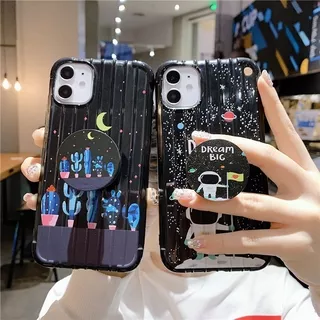 Black Galaxy Soft Casing Case untuk Samsung A20S A10S A51 A50S A21S A31 J2 Prime J7 Prime A11 A50 M21 A20 A30S M11 A10 A30 M30S M10 G530 Grand Prime Plus M10S M40S A31F A205 A305 Soft Airbag Cover With Stand