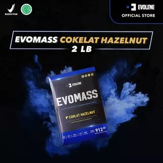 Evolene Evomass Rasa Hazelnut 2 lbs 912gr + Free Shaker/Singlet/Kaos Fitness Surplus,  Susu Suplemen penambah berat badan massa otot Mass Gainer mempercepat pemulihan tinggi kalori Kaya Nutrisi Karbohidrat Glutamine Bcaa Murah Halal Bpom Haccp Dan Gmp