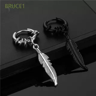 BRUCE1 Korean Feather Hoop Earrings Cool Fashion Jewelry Cross Stud Earrings Women Gift Popular Men Punk Style Alloy Stainless Steel/Multicolor