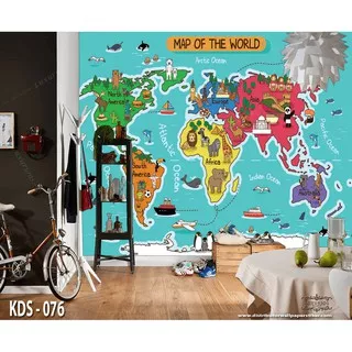 Wallpaper World Map | World map wallpaper | Wall sticker world map | PREMIUM - TEBAL