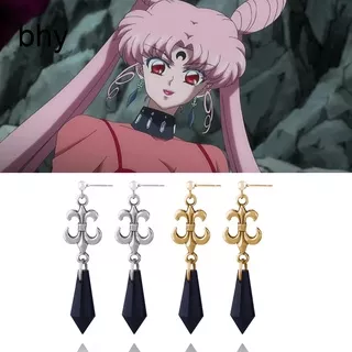 Anime Sailor Moon Black Lady Evil Black Crystal Earrings Tsuking Usagi Anime Cosplay Earrings for Women Jewelry Accessories Props Drop Earrings