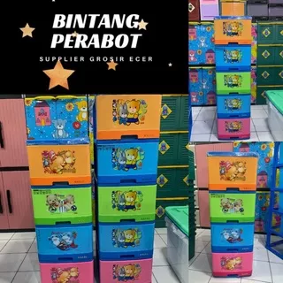 Lion Star - Lemari Pakaian Plastik Susun 4-5 / Laci Container Kabinet Plastik / Excel Container