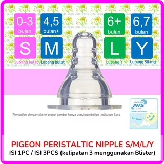 Pigeon Peristaltic Nipple ukuran S M L Y Dot Bayi Pigeon PERISTALTIC S M L Y