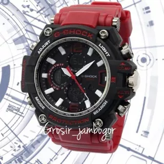 TERBARU!!! JAM TANGAN NEW CASIO G SHOCK GPW1000 FULL RED MERAH MAROON TERMURAH LED DOUBLE TIME