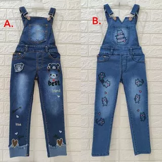 overall jeans anak perempuan/ celana kodok panjang jeans anak berkualitas bagus/ jumpsuit anak