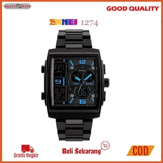 COD SKMEI 1274 ORIGINAL Jam Tangan Pria Fashion Sport watch Dual-Time Digital Analog - Hitam
