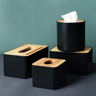 Kotak Tisu Tissue Kayu Multifungsi Organizer Box Shabby Chic Minimalis Modern Scandinavian Hitam