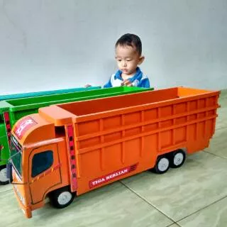 Mobilan miniatur truk tronton oleng kayu besar truck oleng tronton Murah panjang 70cm