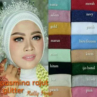 PASMINA RAJUT GLITTER PREMIUM/ PASHMINA RAJUT GLITTER/ HIJAB RAJUT GLITTER/ cocok tuk pengantin dan acara formal